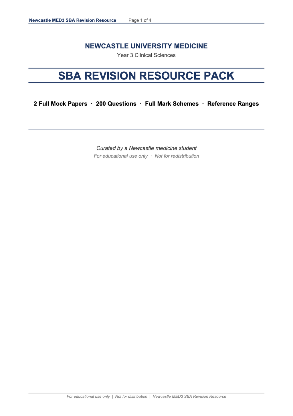 MBBS Stage 3 SBA Mock Paper Bundle