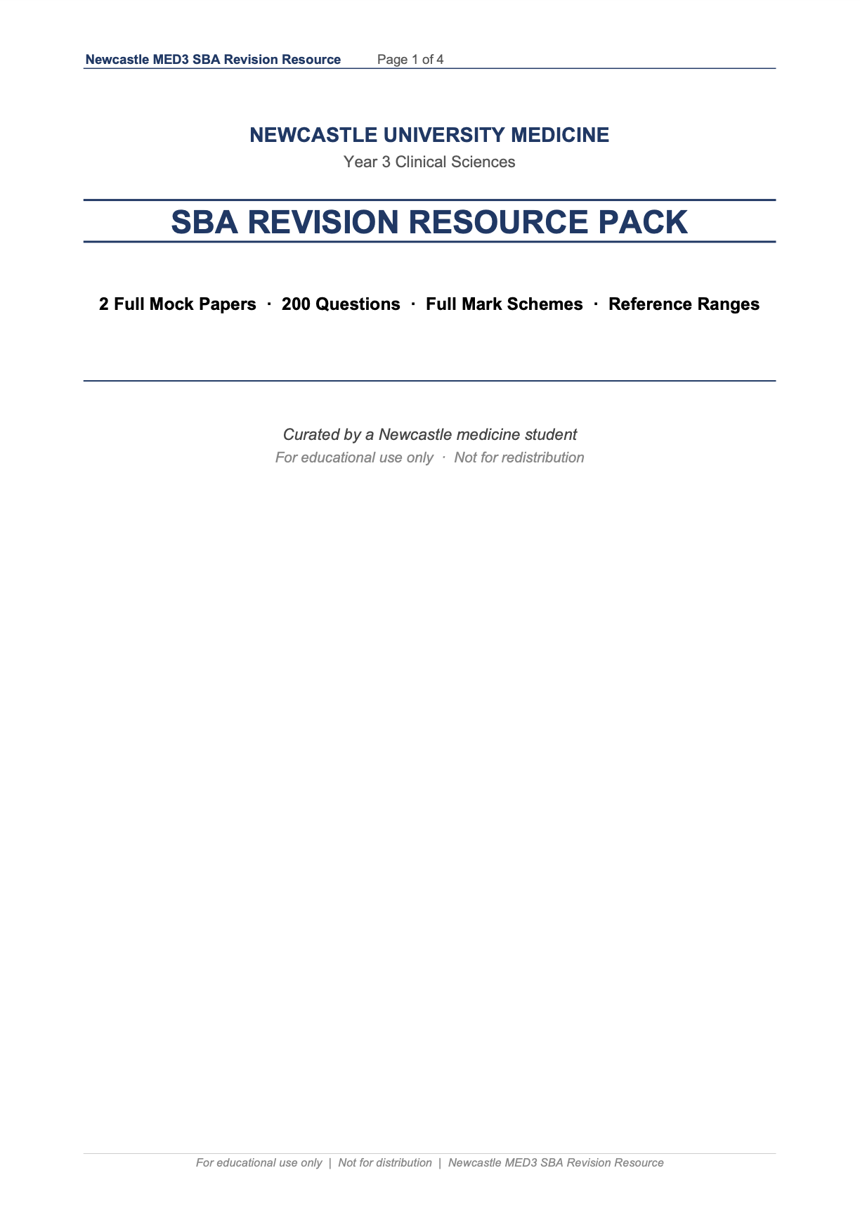 MBBS Stage 3 SBA Mock Paper Bundle